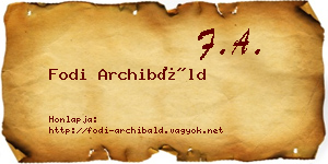 Fodi Archibáld névjegykártya